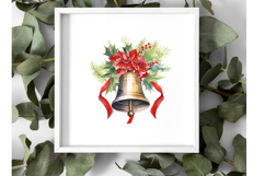 Christmas Bells Clipart Bundle with Holly and Bows PNG Product Image 4