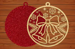 Christmas Bells & Bow Ornament SVG-Laser Cut File Product Image 2