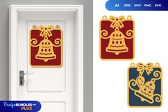 Star and Diamond Bell in Rectangle Frame with Ribbon SVG Set Product Image 1