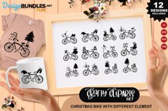 Christmas Bike With Different Element Clipart Set Product Image 1