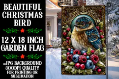 Christmas Garden Flag, Christmas Bird Garden Flag, d20 Product Image 1