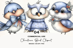 Christmas Bird Clipart PNG Product Image 1