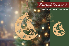 Christmas Bird In Moon Lasercut Ornament SVG Product Image 1