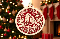 Christmas Bird Ornament Laser Cut SVG Product Image 2