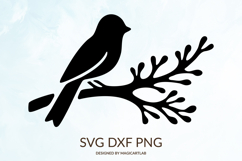 Christmas Bird Stencil, Bird on Branch Silhouette svg
