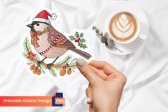 Christmas Bird Wine Sticker, Holiday Wine Decor,Wine Art Product Image 1