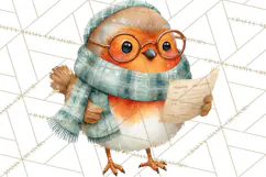 Christmas Bird Clipart, Watercolor Holiday Bird PNG Product Image 2