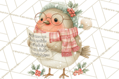 Christmas Bird Clipart, Watercolor Holiday Bird PNG Product Image 3