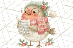 Christmas Bird Clipart, Watercolor Holiday Bird PNG Product Image 3