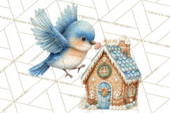 Christmas Bird Clipart, Watercolor Holiday Bird PNG Product Image 4