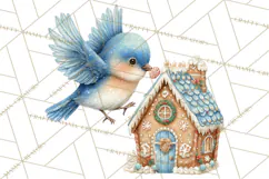 Christmas Bird Clipart, Watercolor Holiday Bird PNG Product Image 4