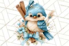 Christmas Bird Clipart, Watercolor Holiday Bird PNG Product Image 5