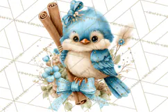 Christmas Bird Clipart, Watercolor Holiday Bird PNG Product Image 5