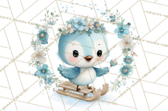 Christmas Bird Clipart, Watercolor Holiday Bird PNG Product Image 3