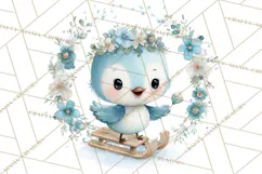 Christmas Bird Clipart, Watercolor Holiday Bird PNG Product Image 3