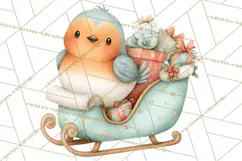 Christmas Bird Clipart, Watercolor Holiday Bird PNG Product Image 4
