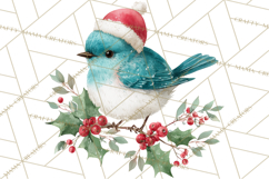Christmas Bird Clipart, Watercolor Holiday Bird PNG Product Image 2