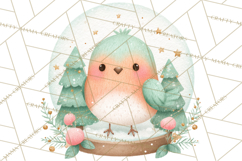 Christmas Bird Clipart, Watercolor Holiday Bird PNG Product Image 4