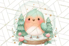 Christmas Bird Clipart, Watercolor Holiday Bird PNG Product Image 4
