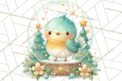 Christmas Bird Clipart, Watercolor Holiday Bird PNG Product Image 5