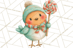 Christmas Bird Clipart, Watercolor Holiday Bird PNG Product Image 4