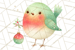 Christmas Bird Clipart, Watercolor Holiday Bird PNG Product Image 5