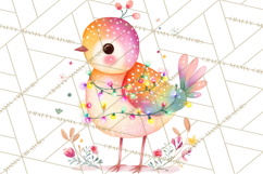Christmas Bird Clipart, Watercolor Holiday Bird PNG Product Image 5