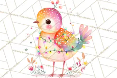 Christmas Bird Clipart, Watercolor Holiday Bird PNG Product Image 5