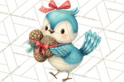 Christmas Bird Clipart, Watercolor Holiday Bird PNG Product Image 3
