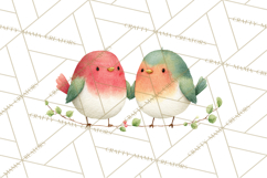 Christmas Bird Clipart, Watercolor Holiday Bird PNG Product Image 2