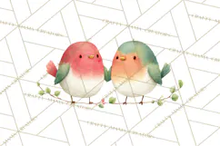 Christmas Bird Clipart, Watercolor Holiday Bird PNG Product Image 2