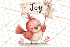 Christmas Bird Clipart, Watercolor Holiday Bird PNG Product Image 3