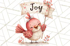 Christmas Bird Clipart, Watercolor Holiday Bird PNG Product Image 3