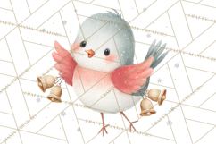 Christmas Bird Clipart, Watercolor Holiday Bird PNG Product Image 5