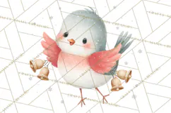 Christmas Bird Clipart, Watercolor Holiday Bird PNG Product Image 5