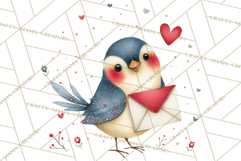 Christmas Bird Clipart, Watercolor Holiday Bird PNG Product Image 5