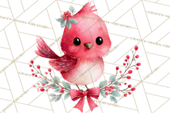 Christmas Bird Clipart, Watercolor Holiday Bird PNG Product Image 2