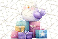 Christmas Bird Clipart, Watercolor Holiday Bird PNG Product Image 3