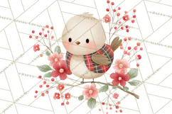 Christmas Bird Clipart, Watercolor Holiday Bird PNG Product Image 4