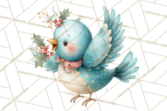 Christmas Bird Clipart, Watercolor Holiday Bird PNG Product Image 4