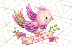 Christmas Bird Clipart, Watercolor Holiday Bird PNG Product Image 5