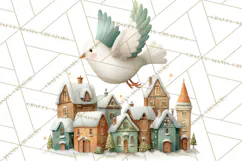 Christmas Bird Clipart, Watercolor Holiday Bird PNG Product Image 2