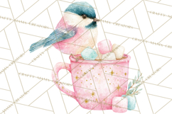 Christmas Bird Clipart, Watercolor Holiday Bird PNG Product Image 2