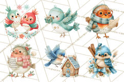 Christmas Bird Clipart, Watercolor Holiday Bird PNG Product Image 6