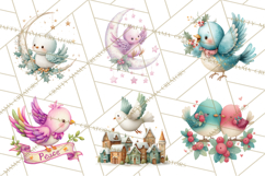 Christmas Bird Clipart, Watercolor Holiday Bird PNG Product Image 2