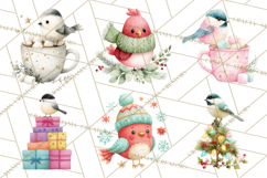 Christmas Bird Clipart, Watercolor Holiday Bird PNG Product Image 4