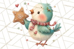 Christmas Bird Clipart, Watercolor Holiday Bird PNG Product Image 3