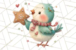 Christmas Bird Clipart, Watercolor Holiday Bird PNG Product Image 3