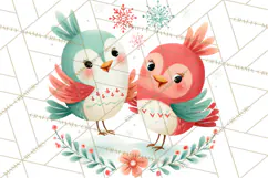 Christmas Bird Clipart, Watercolor Holiday Bird PNG Product Image 4