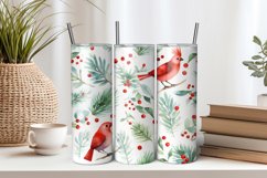 Christmas Birds 20oz Tumbler Sublimation PNG Product Image 1